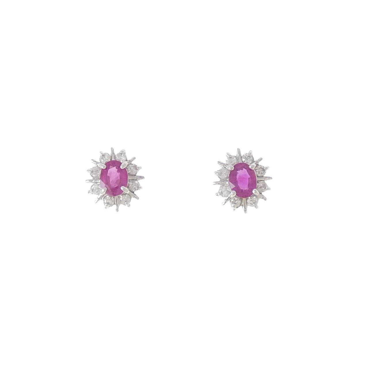 PT900 ルビー ピアス 0.50CT