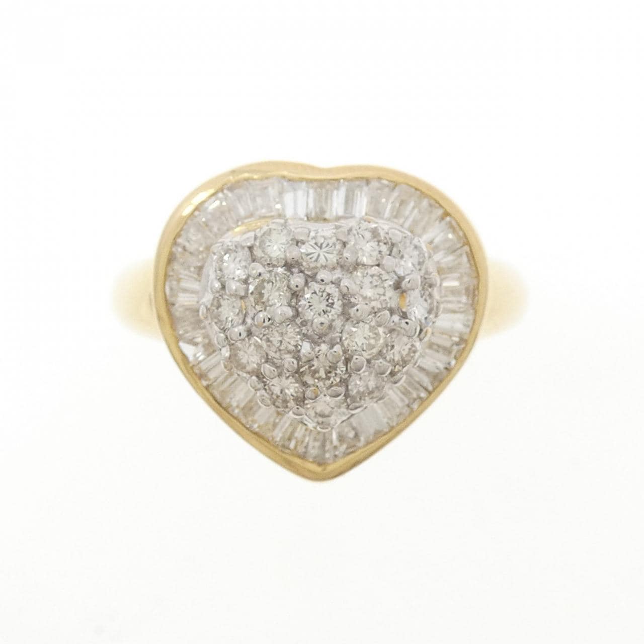 K18YG/K18WG ハート ダイヤモンド リング 1.08CT