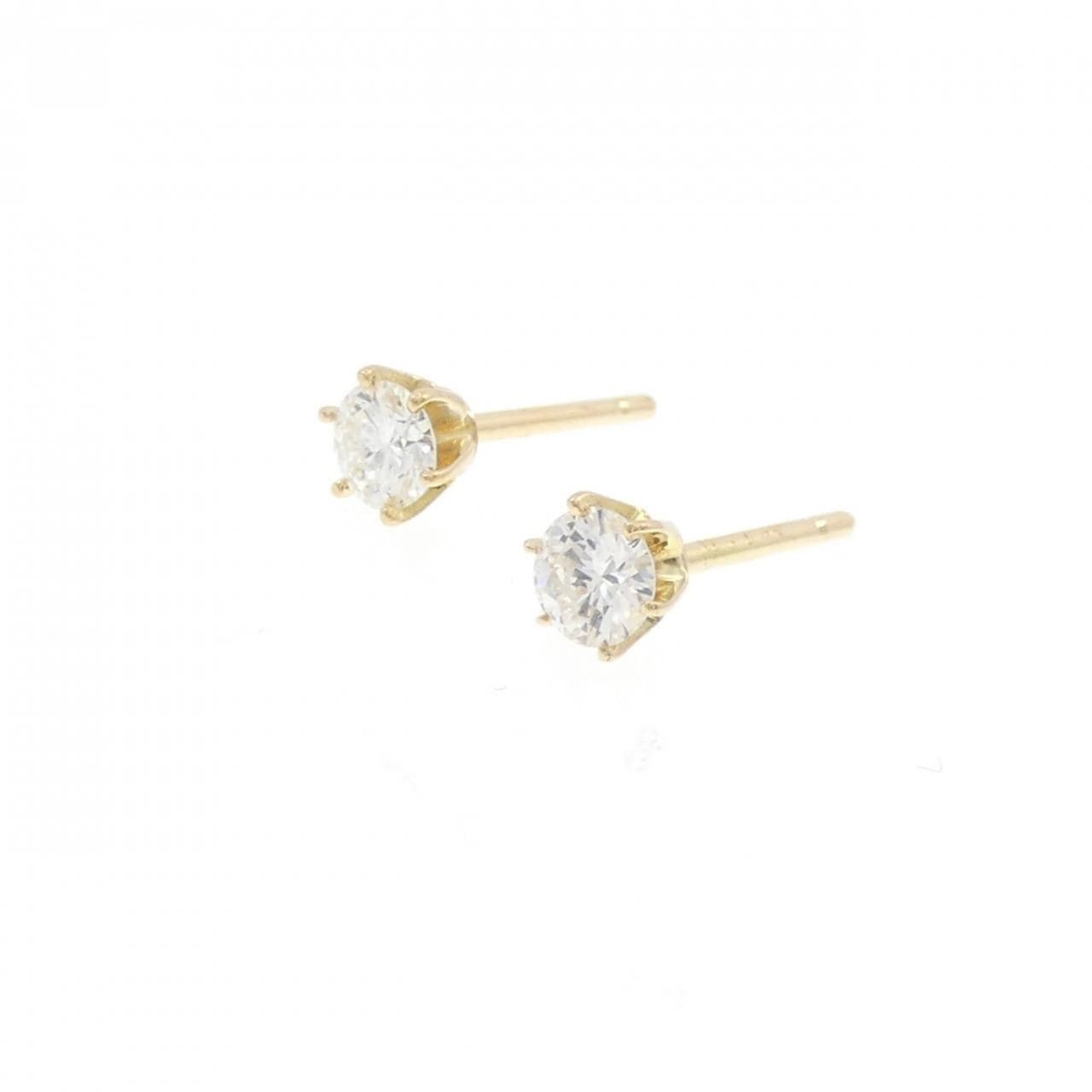 K18YG ソリティア ダイヤモンド ピアス 0.38CT