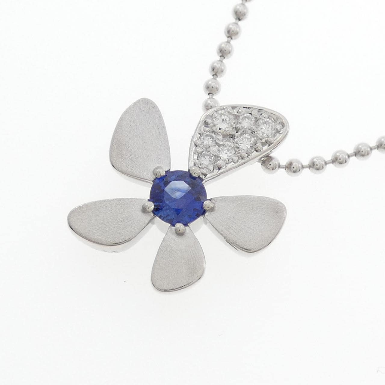 PT900/PT850 フラワー サファイヤ ネックレス 0.34CT