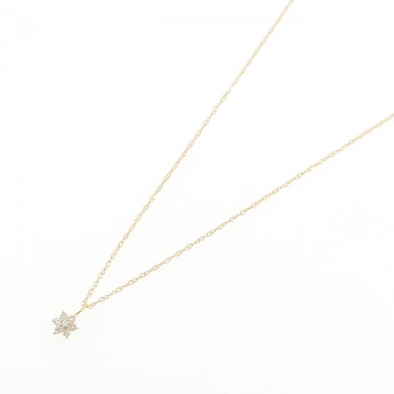 K18YG フラワー ダイヤモンド ネックレス 0.10CT
