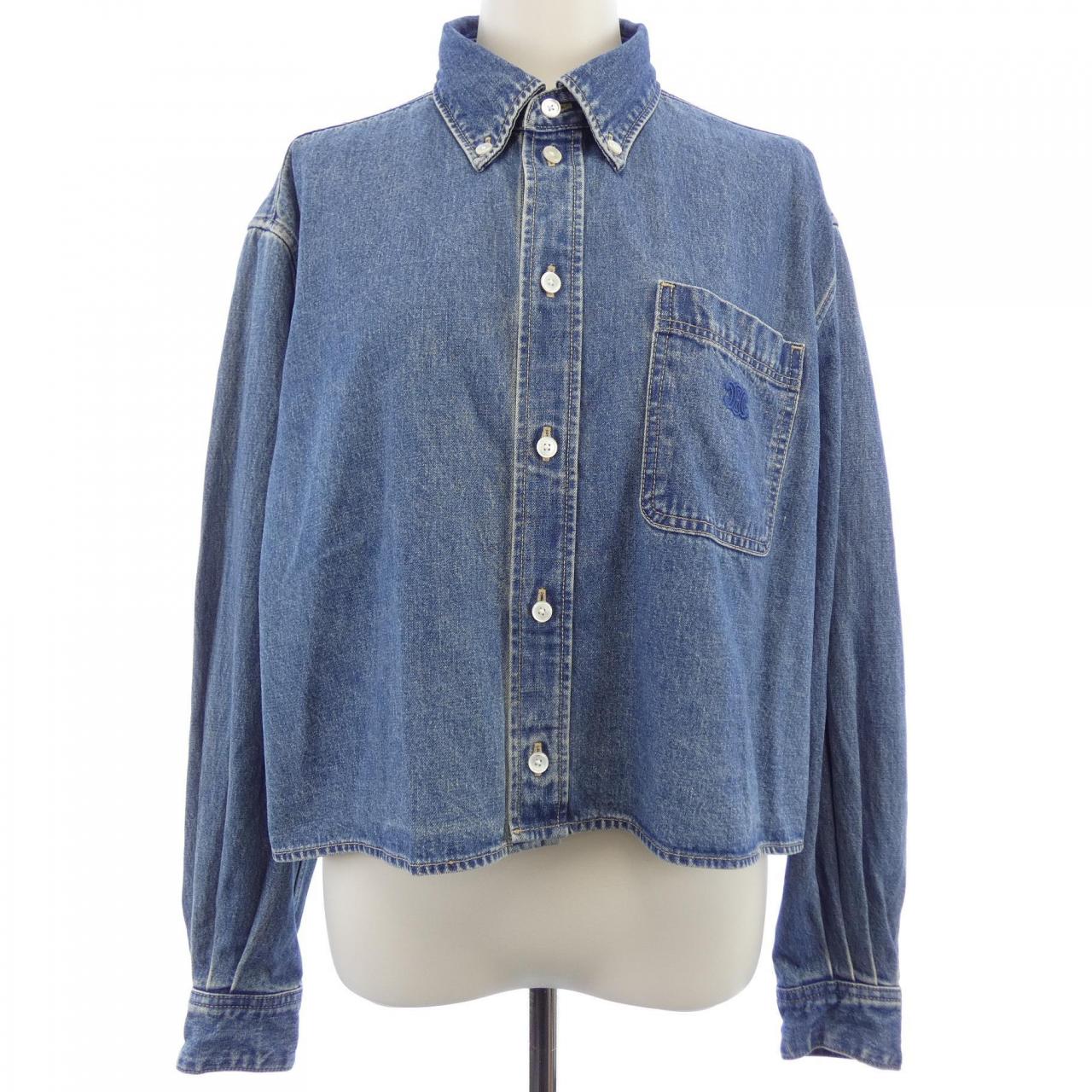 セリーヌ CELINE ユニオンオーシャンウォッシュデニム クロップドシャツ トリオンフ 2T187459N シャツ