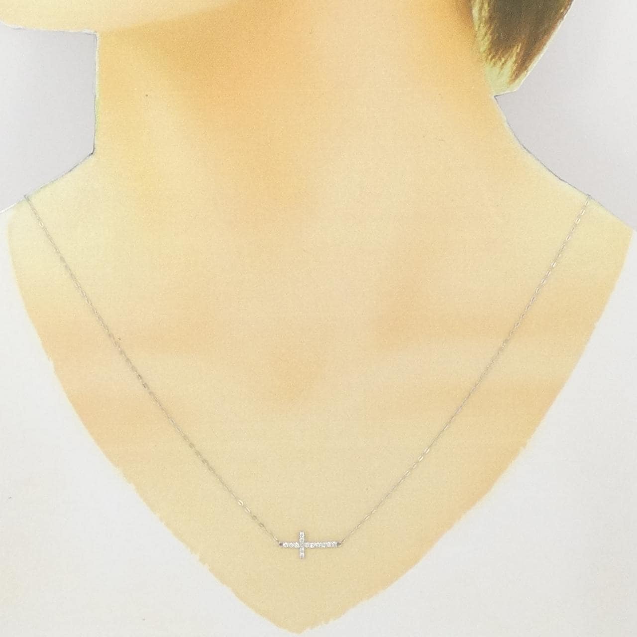 K18WG クロス ダイヤモンド ネックレス 0.10CT
