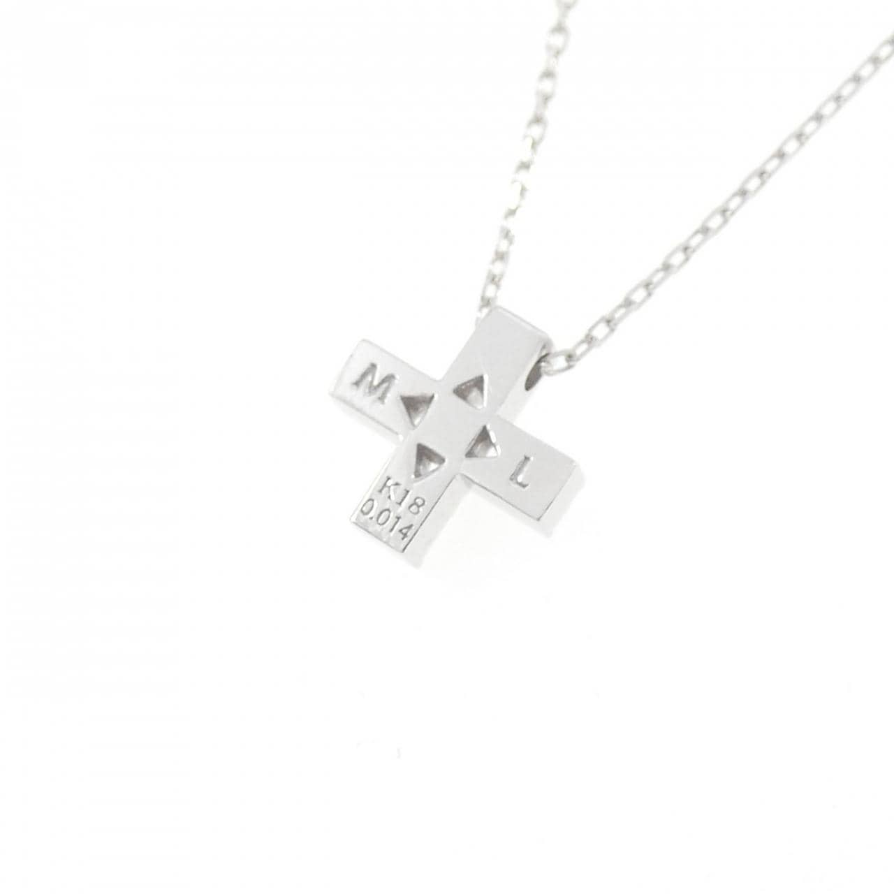 K18WG クロス ダイヤモンド ネックレス 0.014CT