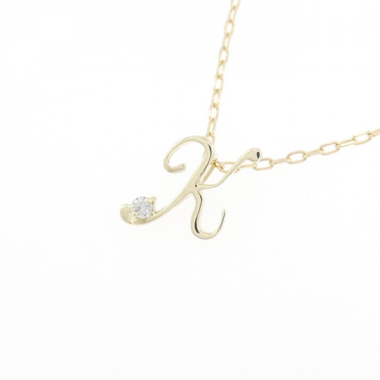 K10YG イニシャルK ダイヤモンド ネックレス 0.02CT