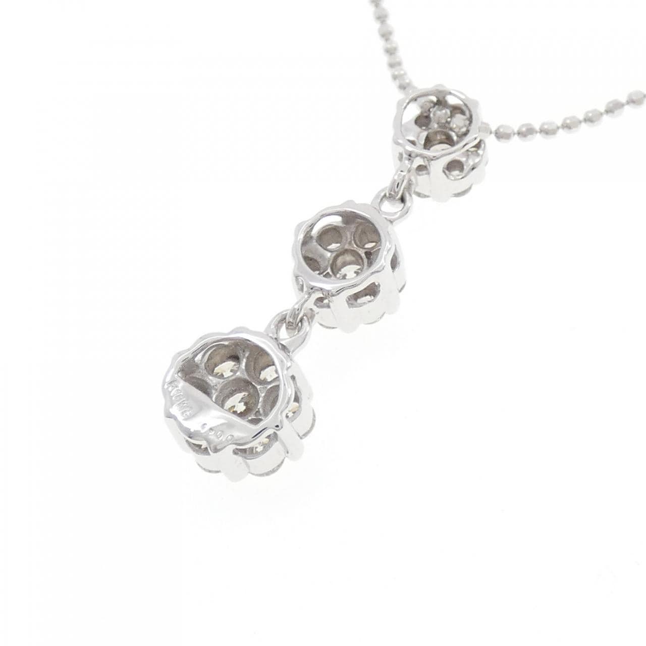 K18WG フラワー ダイヤモンド ネックレス 1.00CT