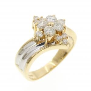 K18YG/PT900 ダイヤモンド リング 0.55CT