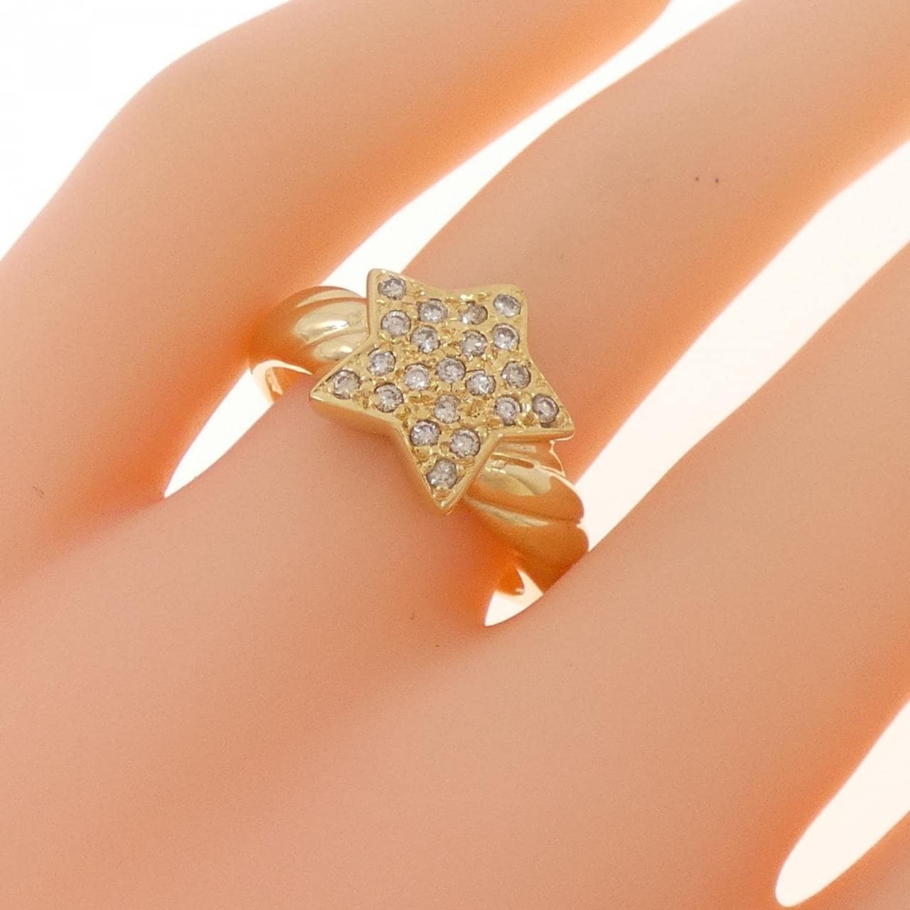 K18YG スター ダイヤモンド リング 0.22CT