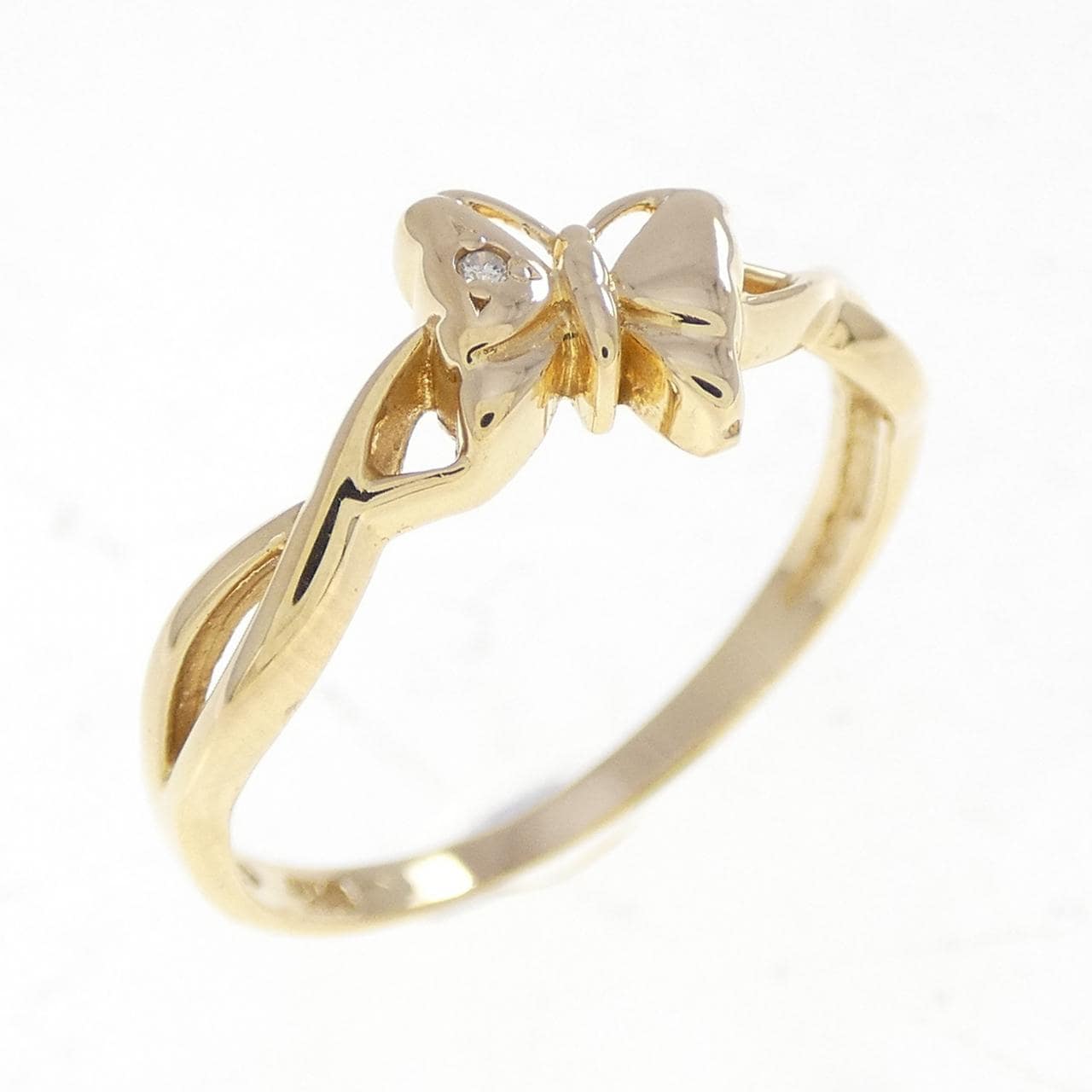 K18YG バタフライ ダイヤモンド リング