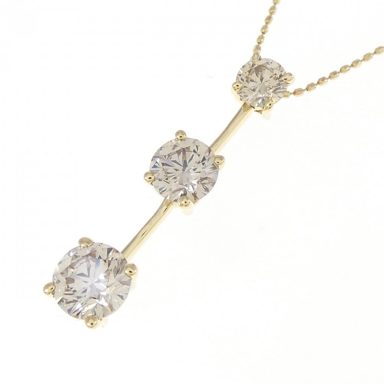 K18YG スリーストーン ダイヤモンド ネックレス 1.00CT