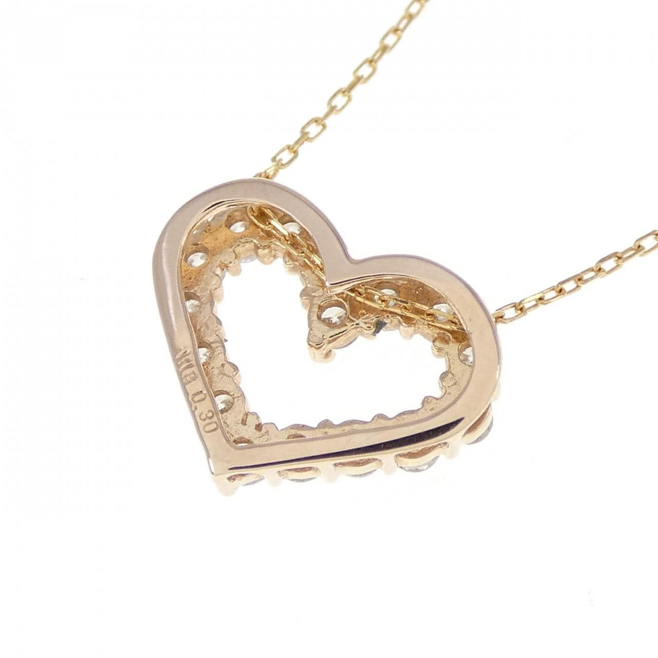 K18PG ハート ダイヤモンド ネックレス 0.30CT