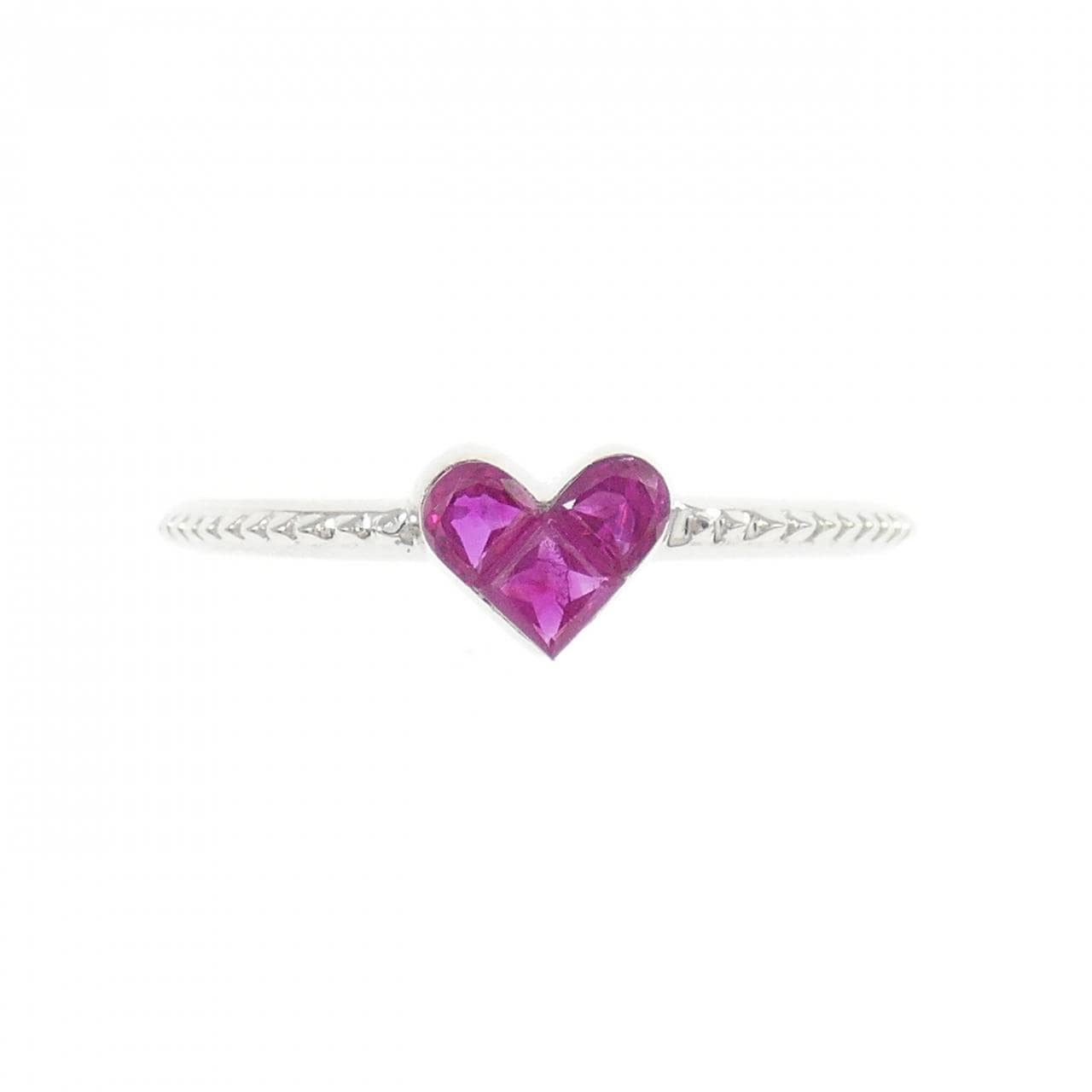 K14WG ハート ルビー リング 0.54CT