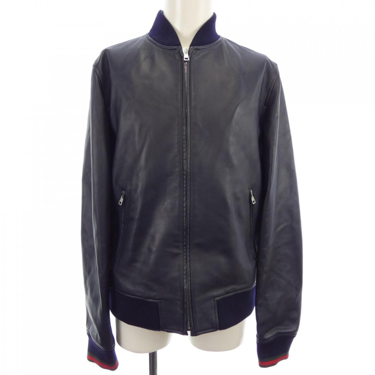 グッチ GUCCI ウェブストライプ レザーボンバージャケット 793726 XNA3M レザージャケット