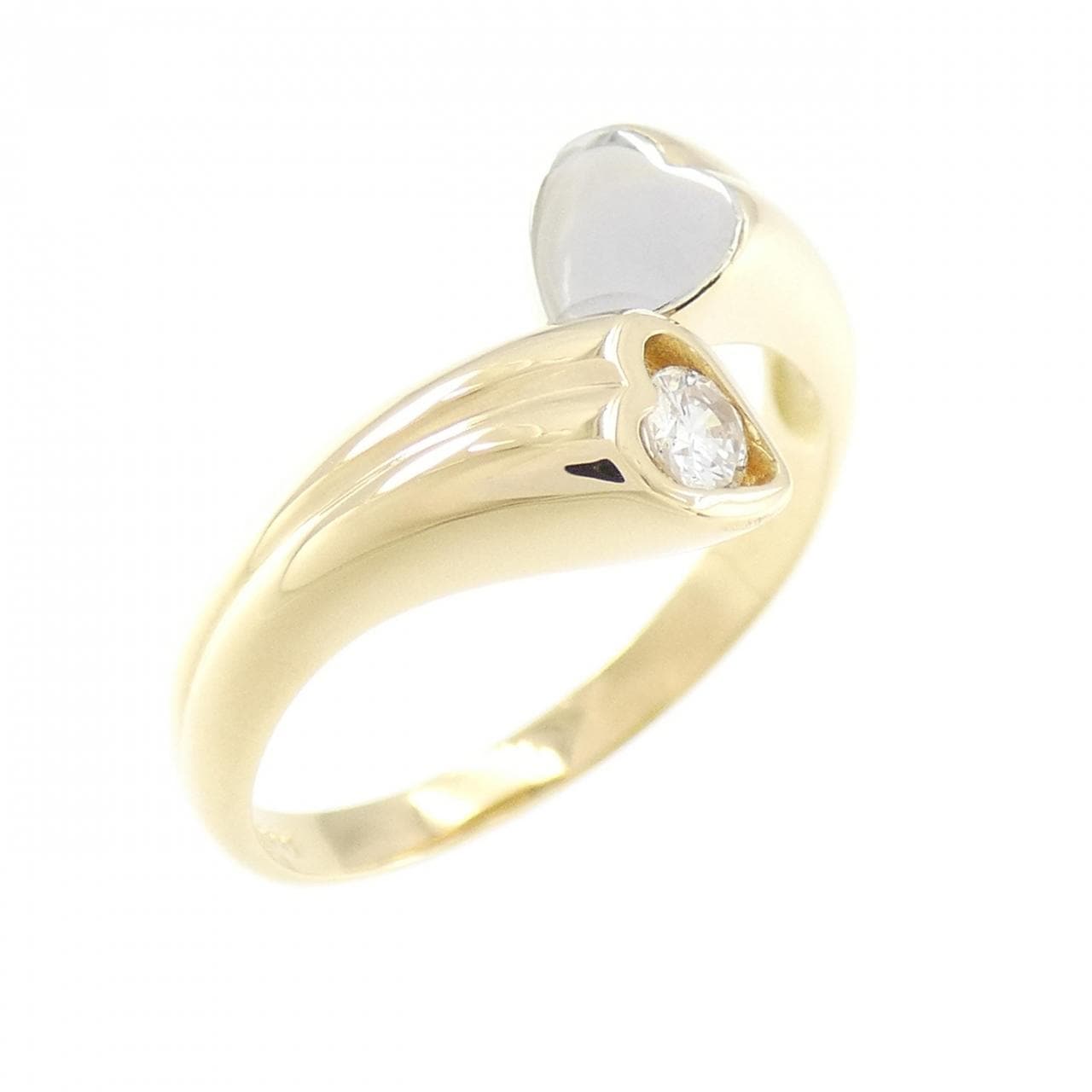 K18YG/PT ハート ダイヤモンド リング 0.10CT