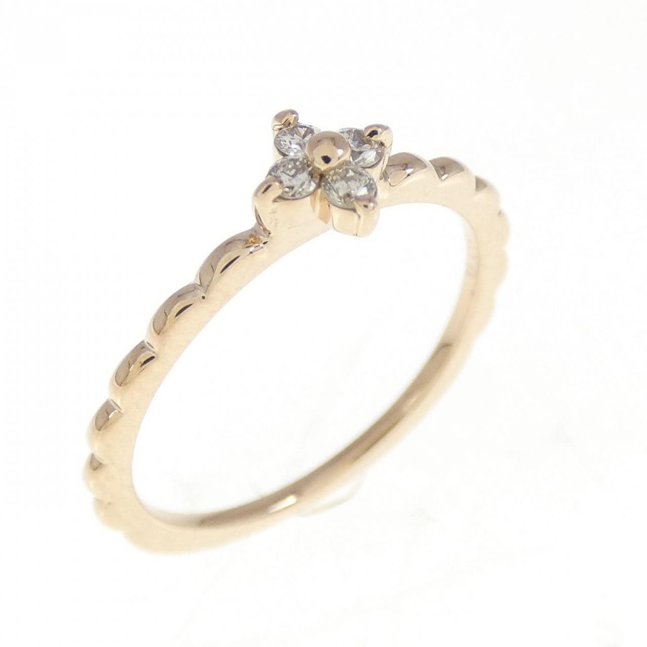 K18PG フラワー ダイヤモンド リング 0.06CT
