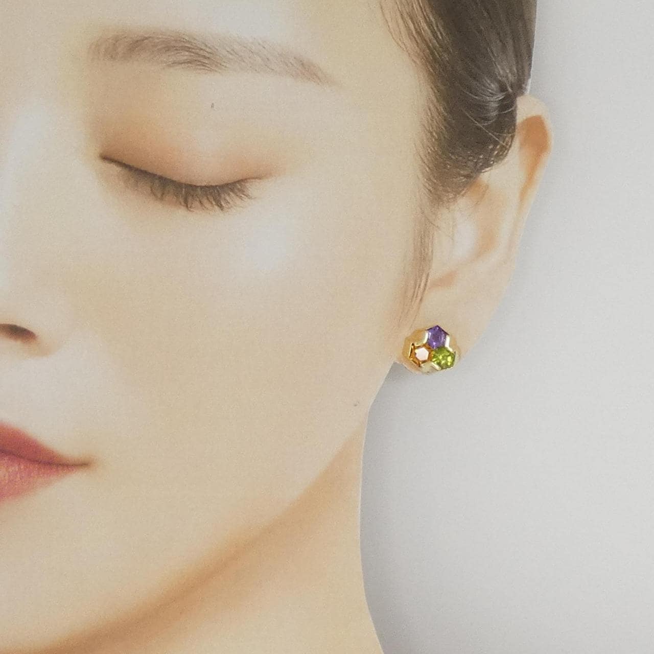 K18YG カラーストーン ピアス