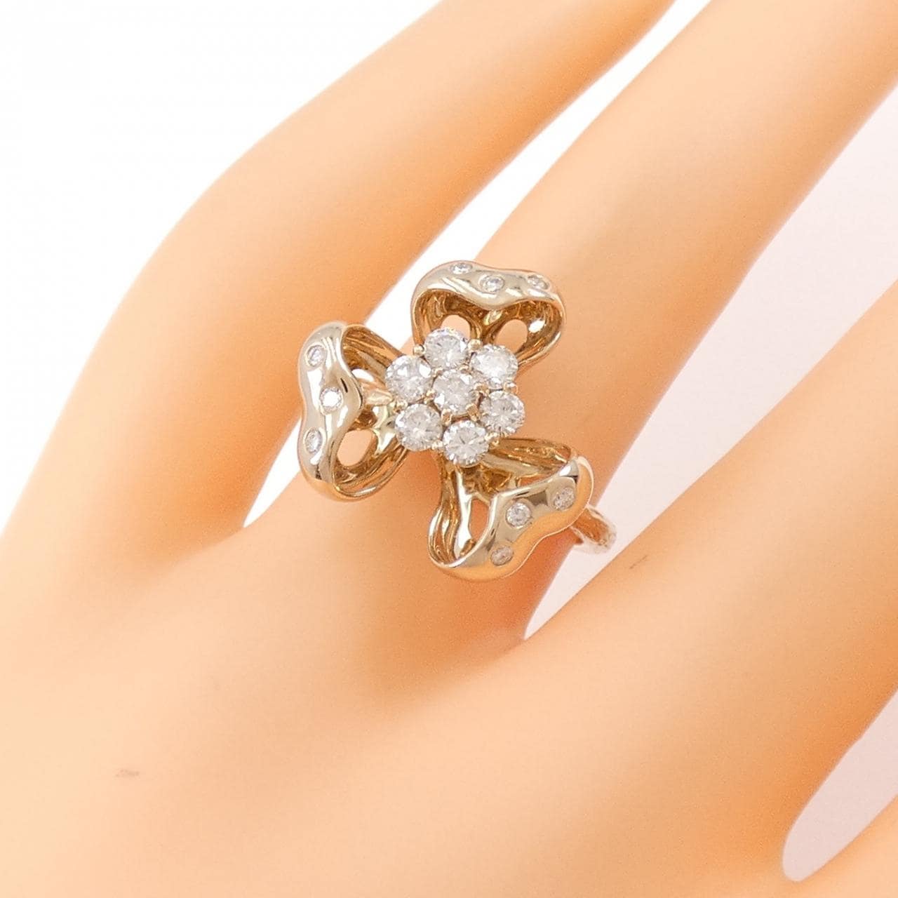 K18PG花朵钻石戒指0.58CT