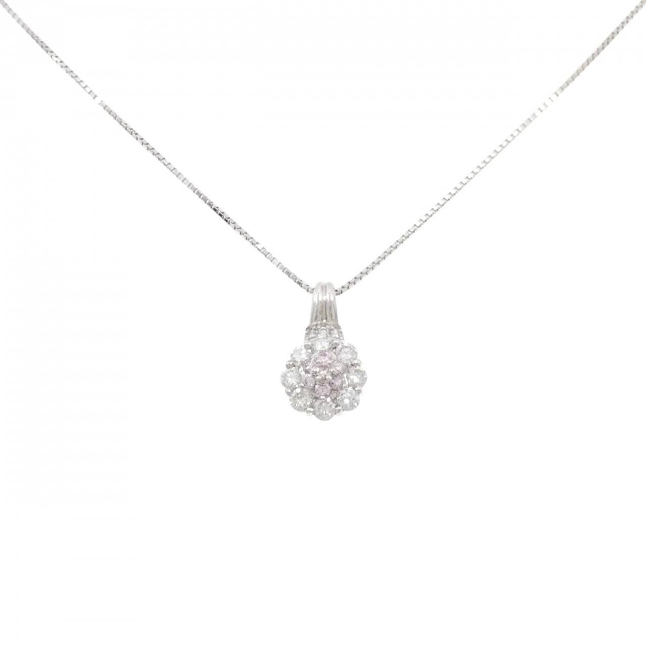 PT900/PT850 フラワー ピンクダイヤモンド ネックレス 0.12CT