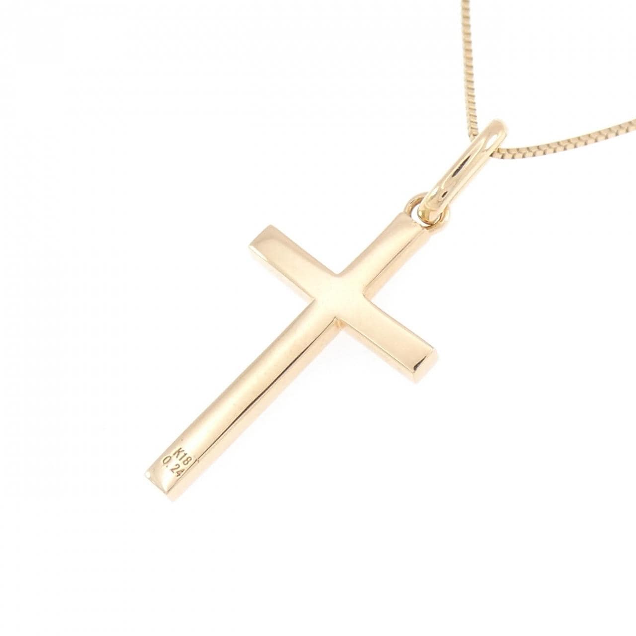 K18YG クロス ダイヤモンド ネックレス 0.24CT