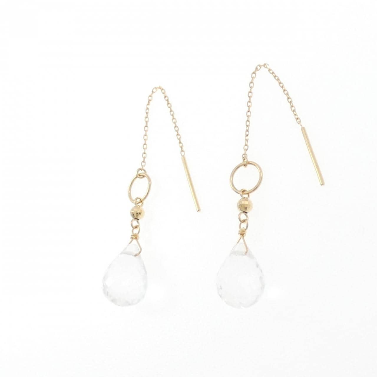 K18YG クオーツ ピアス 5.00CT