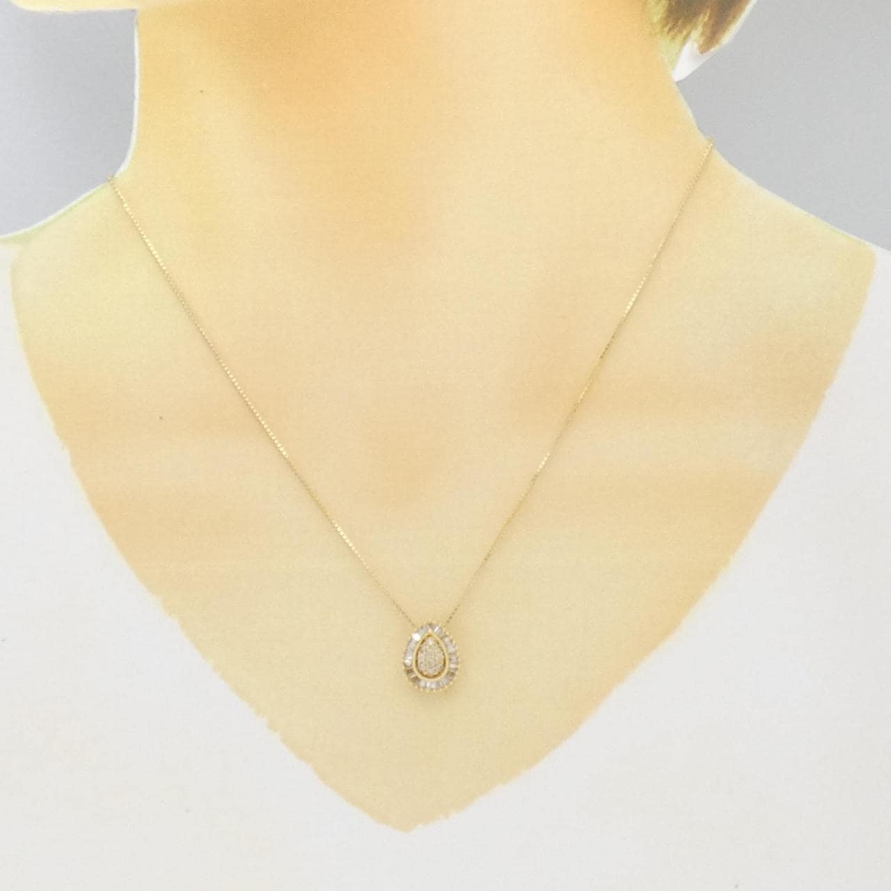K18YG 2WAY Diamond necklace 0.32CT