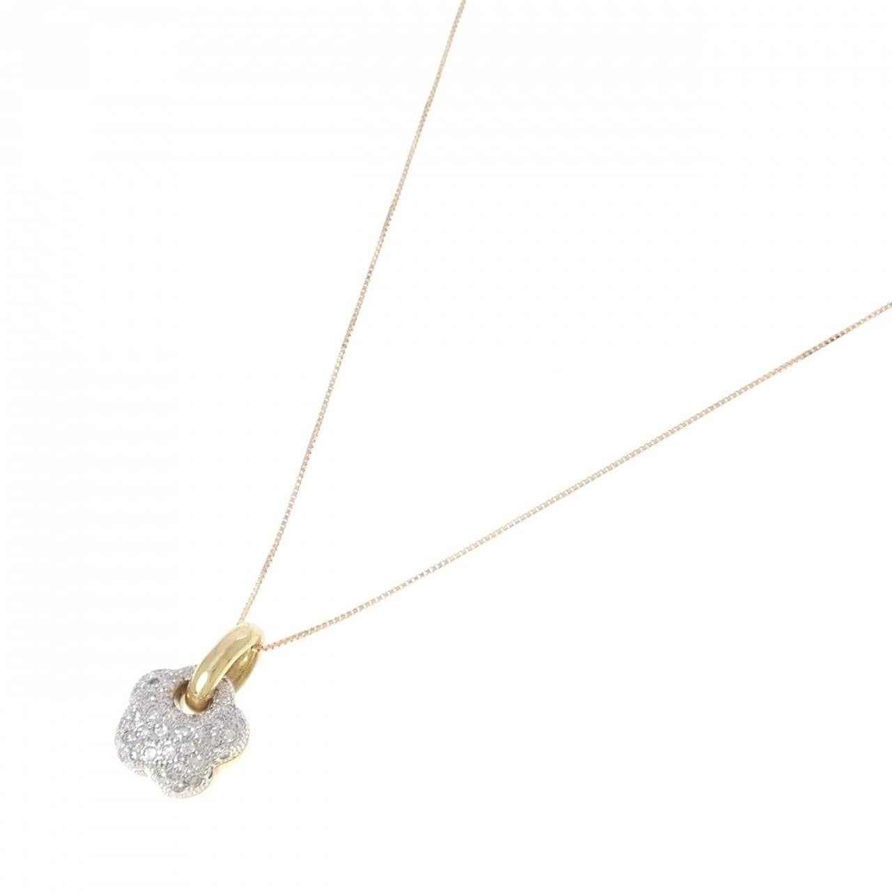 750YG/750WG/K18 パヴェ ダイヤモンド ネックレス 0.56CT