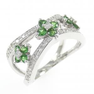 K18WG フラワー グリーンガーネット リング 0.51CT