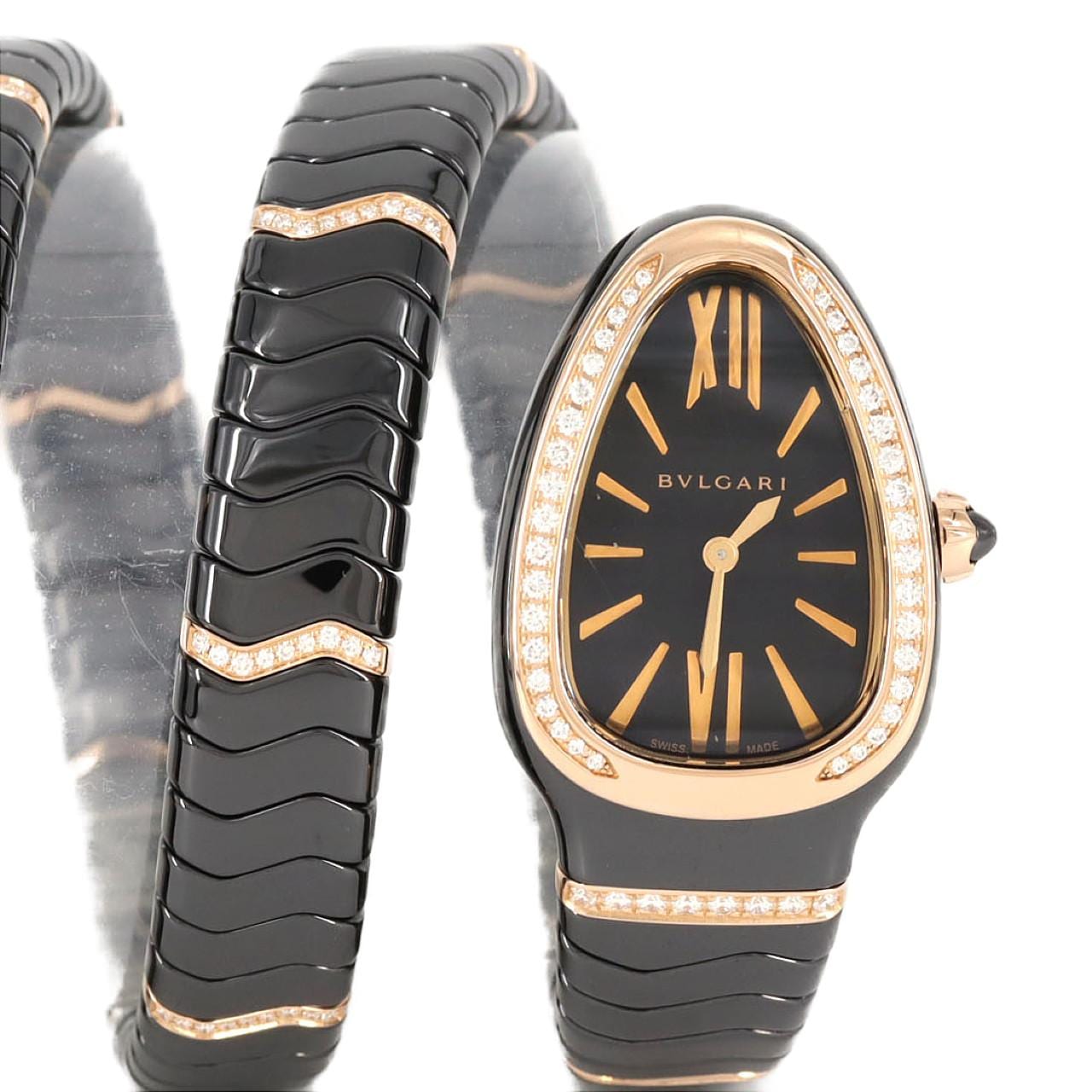 ブルガリ セルペンティスピガ セラミックxPG/D･ブレスD Sサイズ SPC35BG/103199 PG･RG クォーツ