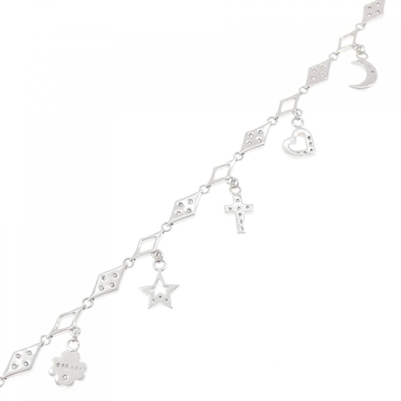 K18WG クロス×ハート×スター ダイヤモンド ブレスレット 0.95CT