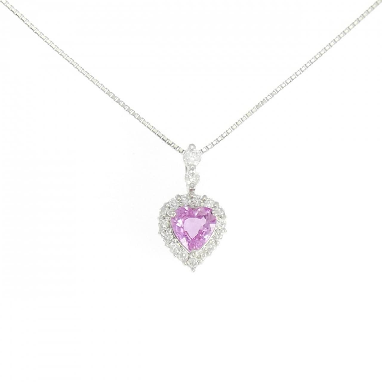 PT900/PT850 非加熱 ハート サファイヤ ネックレス 0.979CT