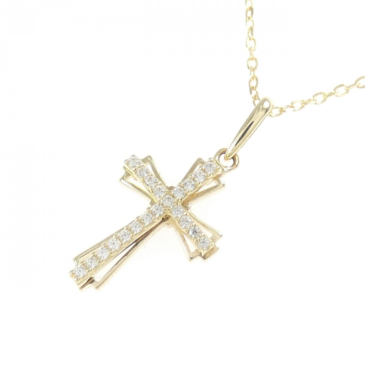 10KYG/K10YG クロス キュービック ネックレス