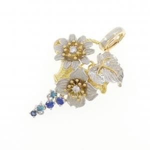 石川暢子 フラワー サファイヤ ペンダント 0.36CT