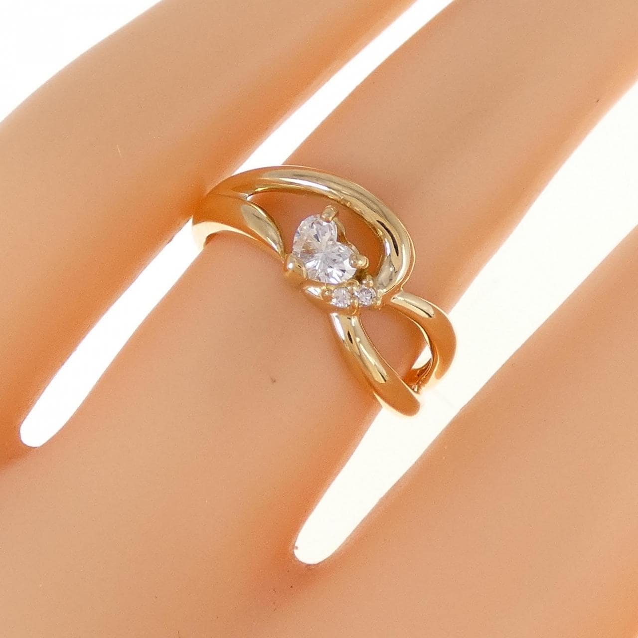 K18YG ハート ダイヤモンド リング 0.20CT