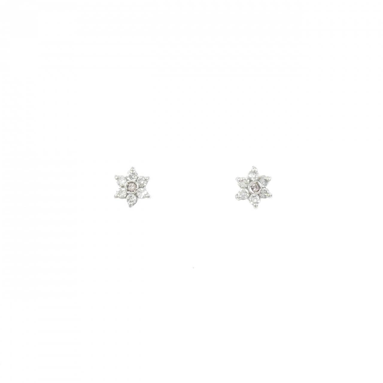 PT900 フラワー ピンクダイヤモンド ピアス 0.02CT