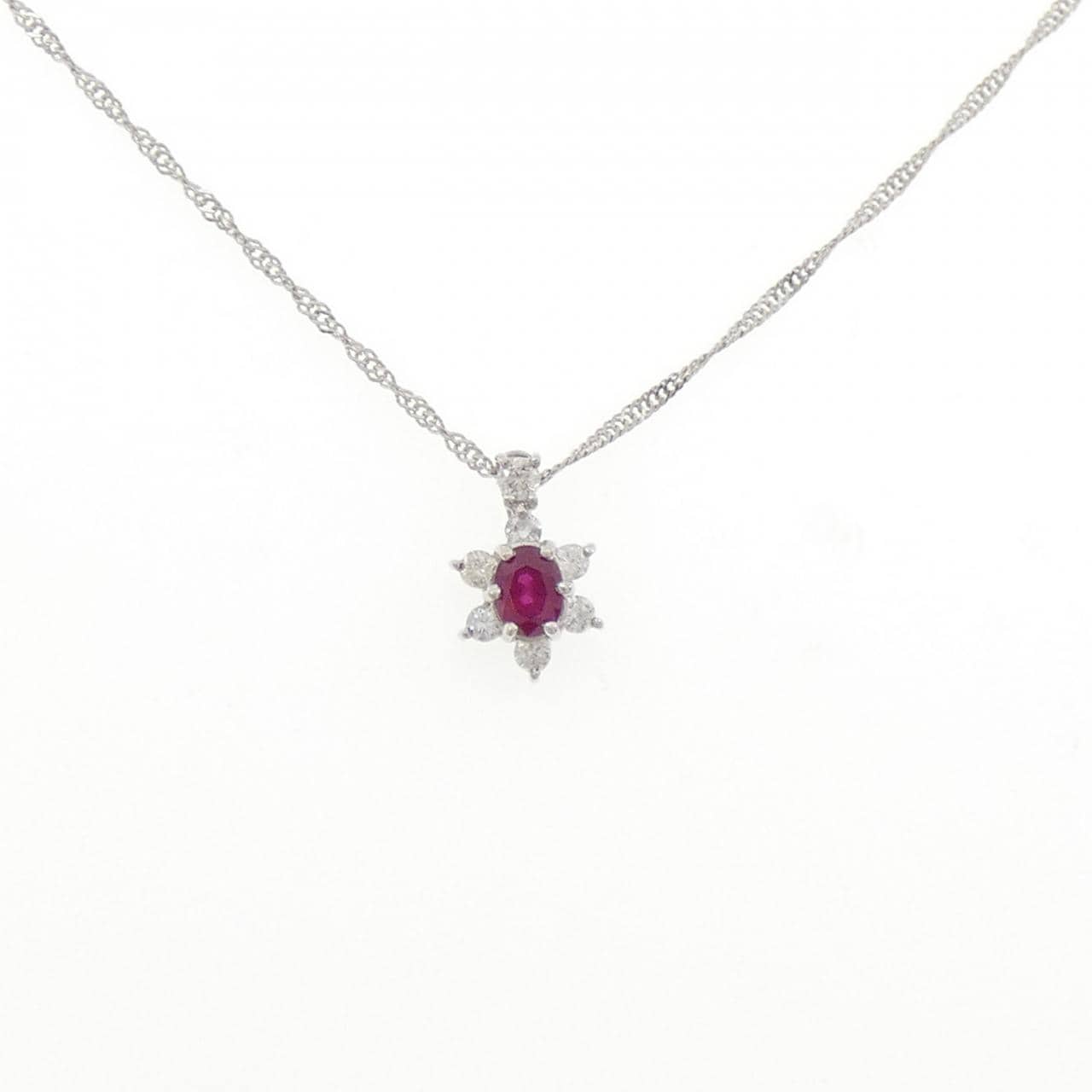 PT900/PT850 ルビー ネックレス 0.46CT