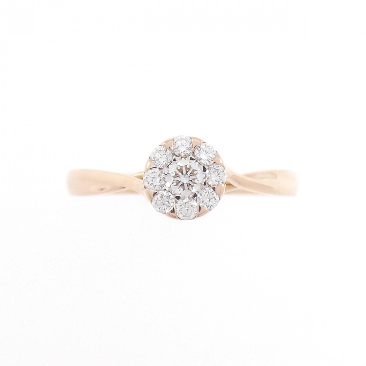 750PG フラワー ダイヤモンド リング 0.08CT