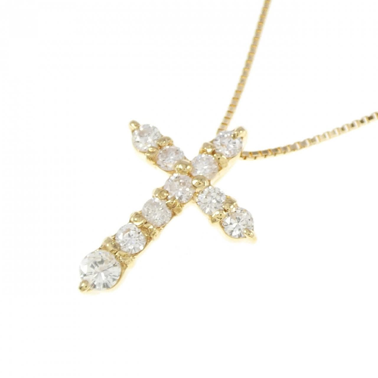K18YG cross Diamond necklace 0.51CT