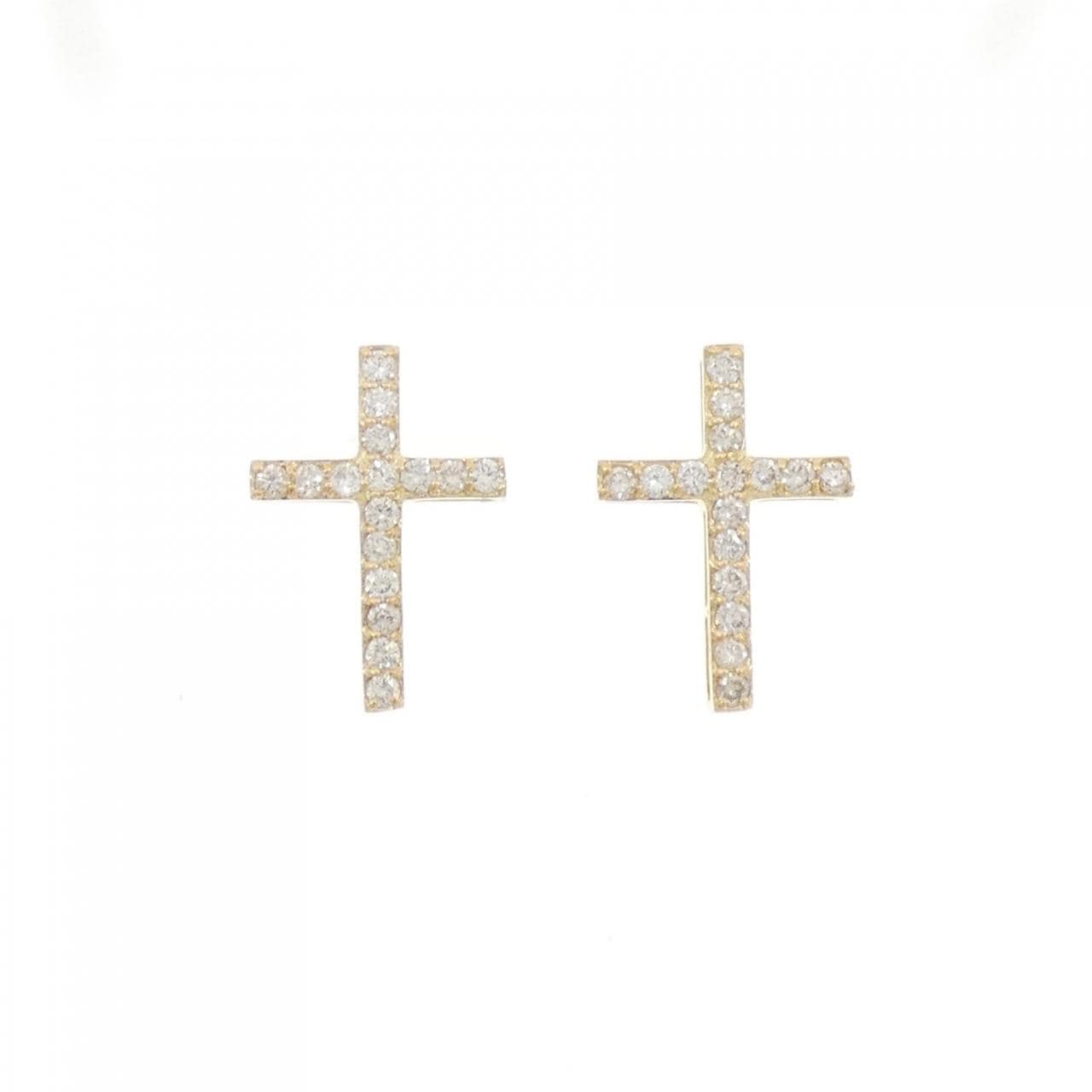 【新品】K18YG クロス ダイヤモンド ピアス 0.40CT