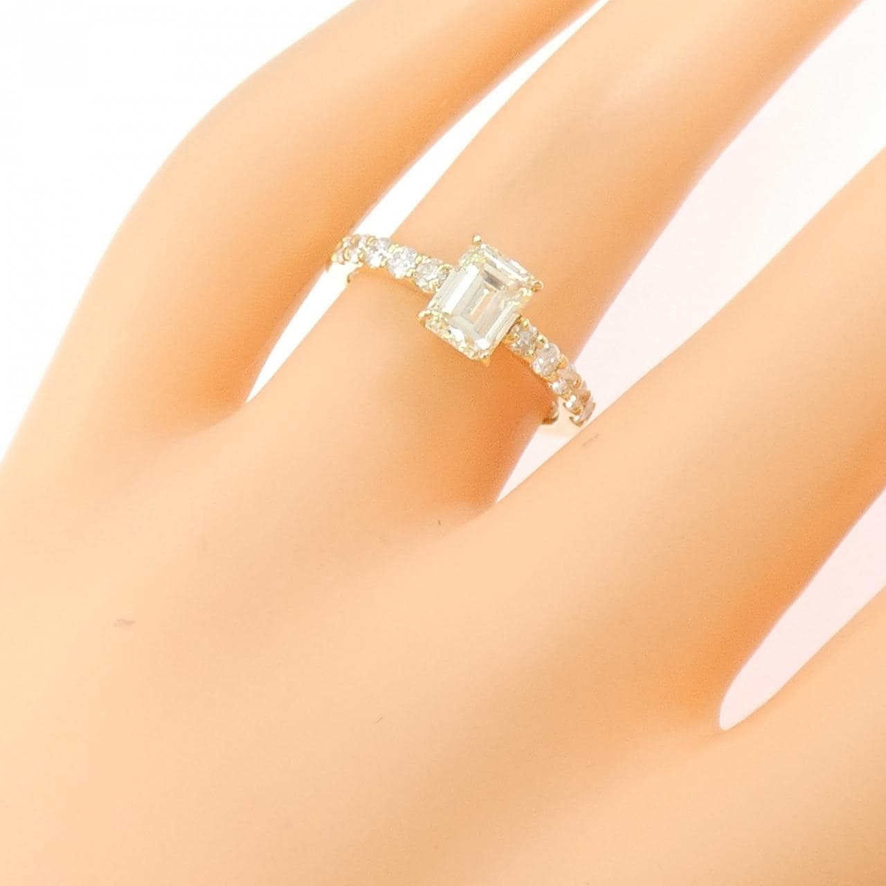 【リメイク】K18YG ダイヤモンド リング 1.101CT LY VVS2 エメラルドカット