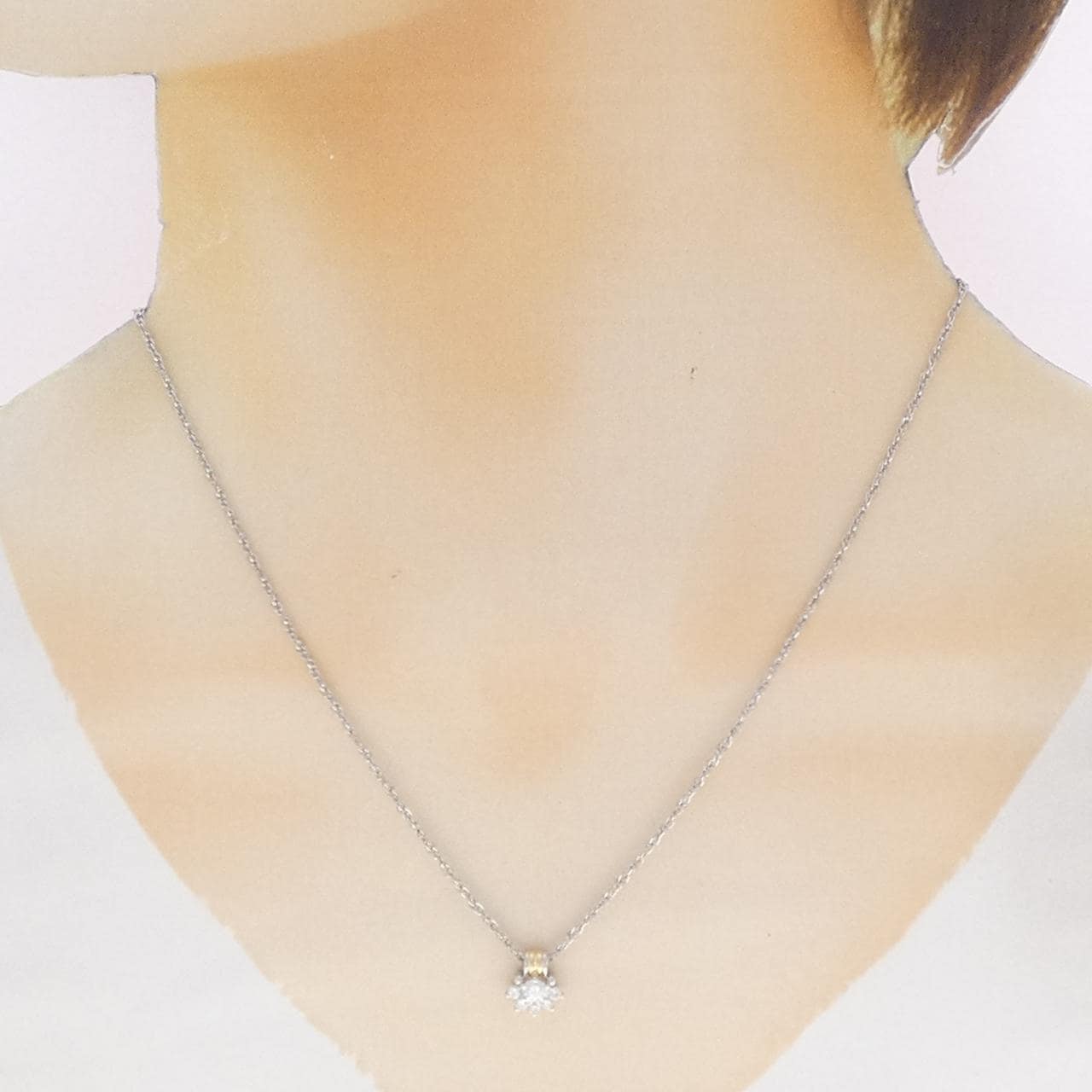 PT900/K18YG/PT850 ダイヤモンド ネックレス 0.15CT
