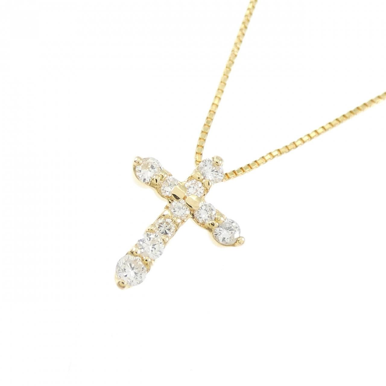 K18YG クロス ダイヤモンド ネックレス 0.20CT