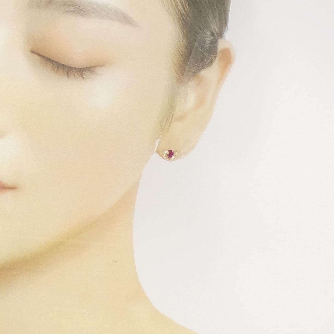 K18YG ハート ルビー ピアス 0.66CT