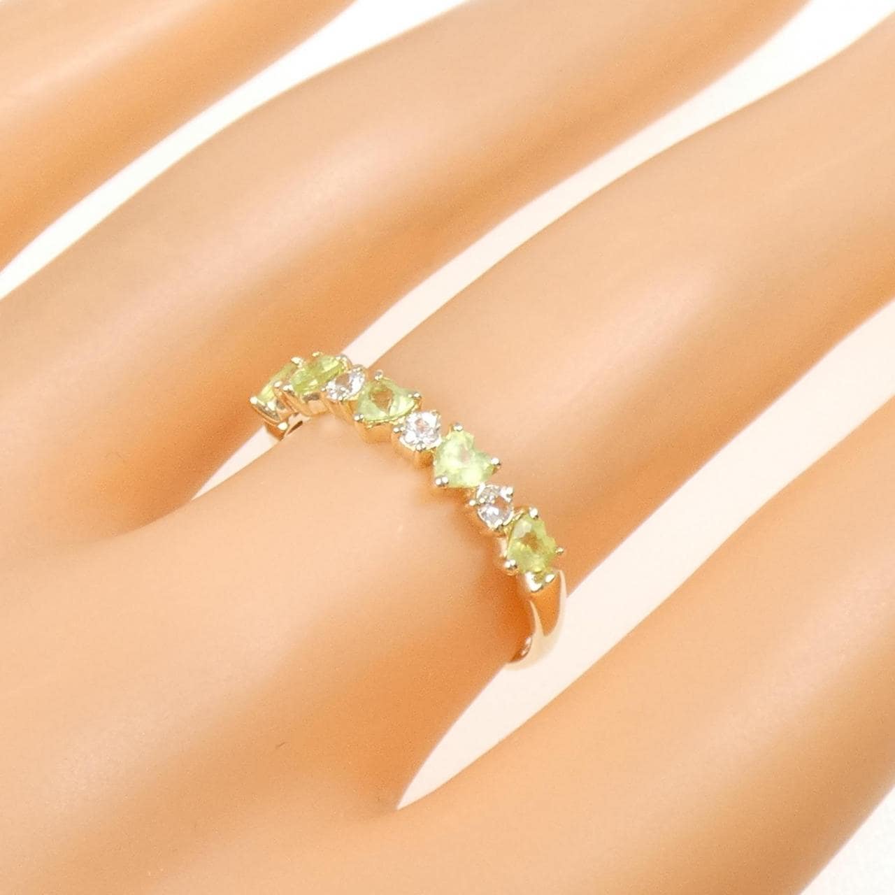 K10YG ハート ペリドット リング