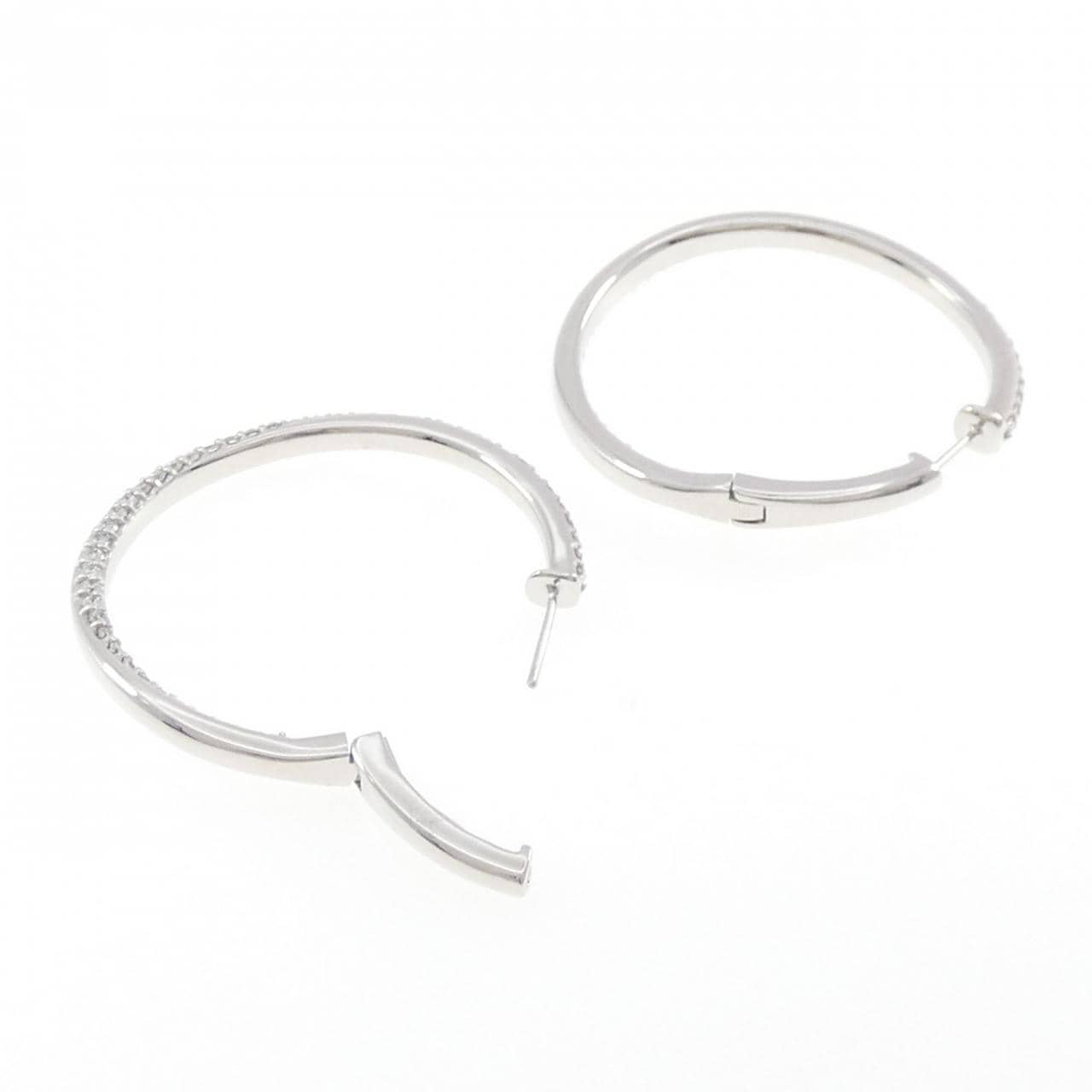 K18WG フープ ダイヤモンド ピアス 1.20CT