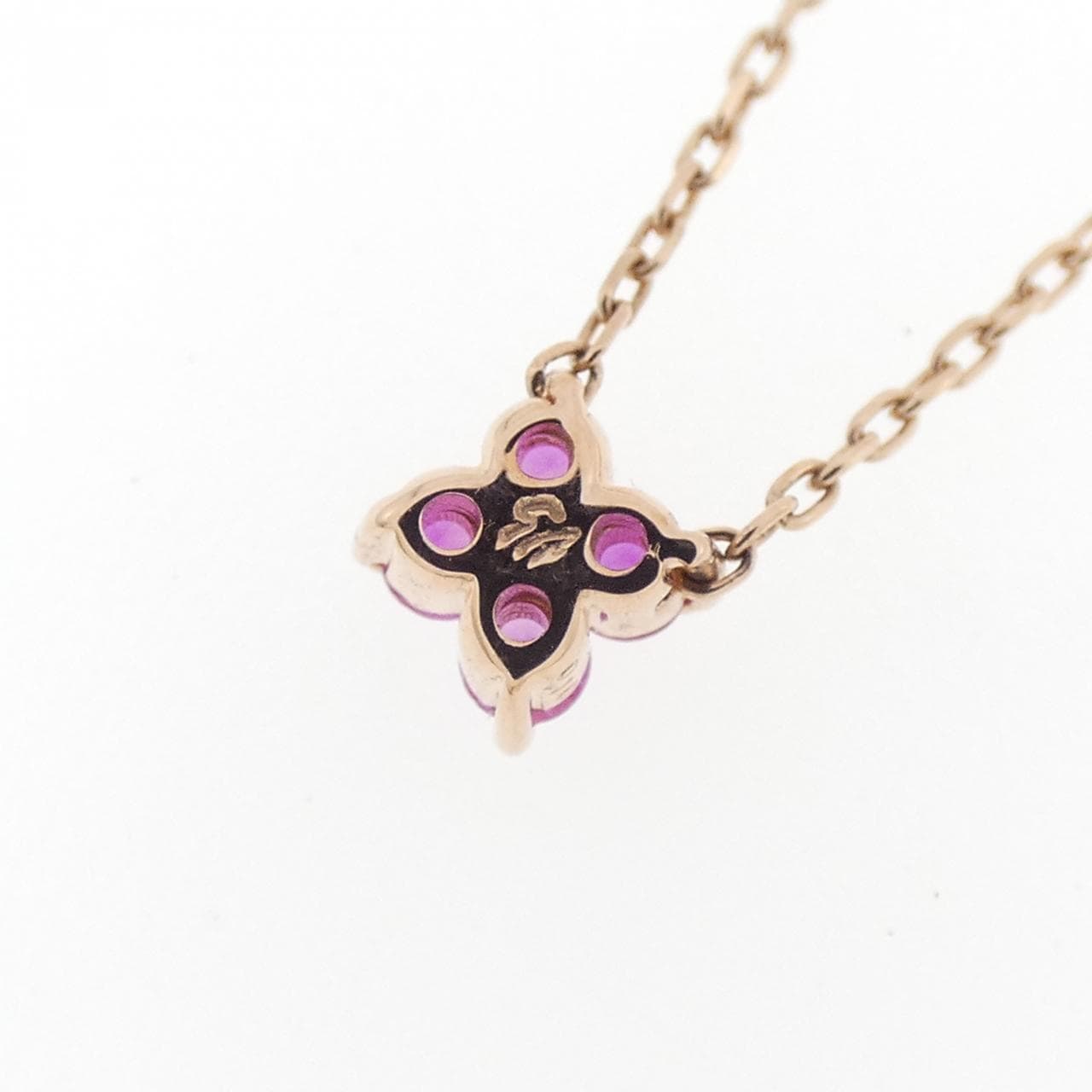 K10PG フラワー ルビー ネックレス 0.10CT