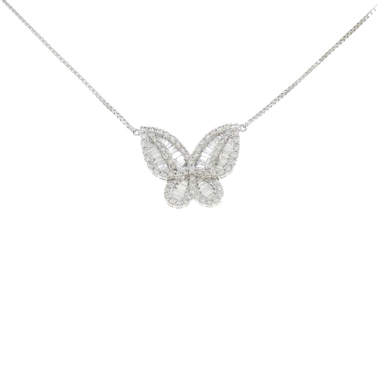K18WG Butterfly Diamond Necklace 1.33CT