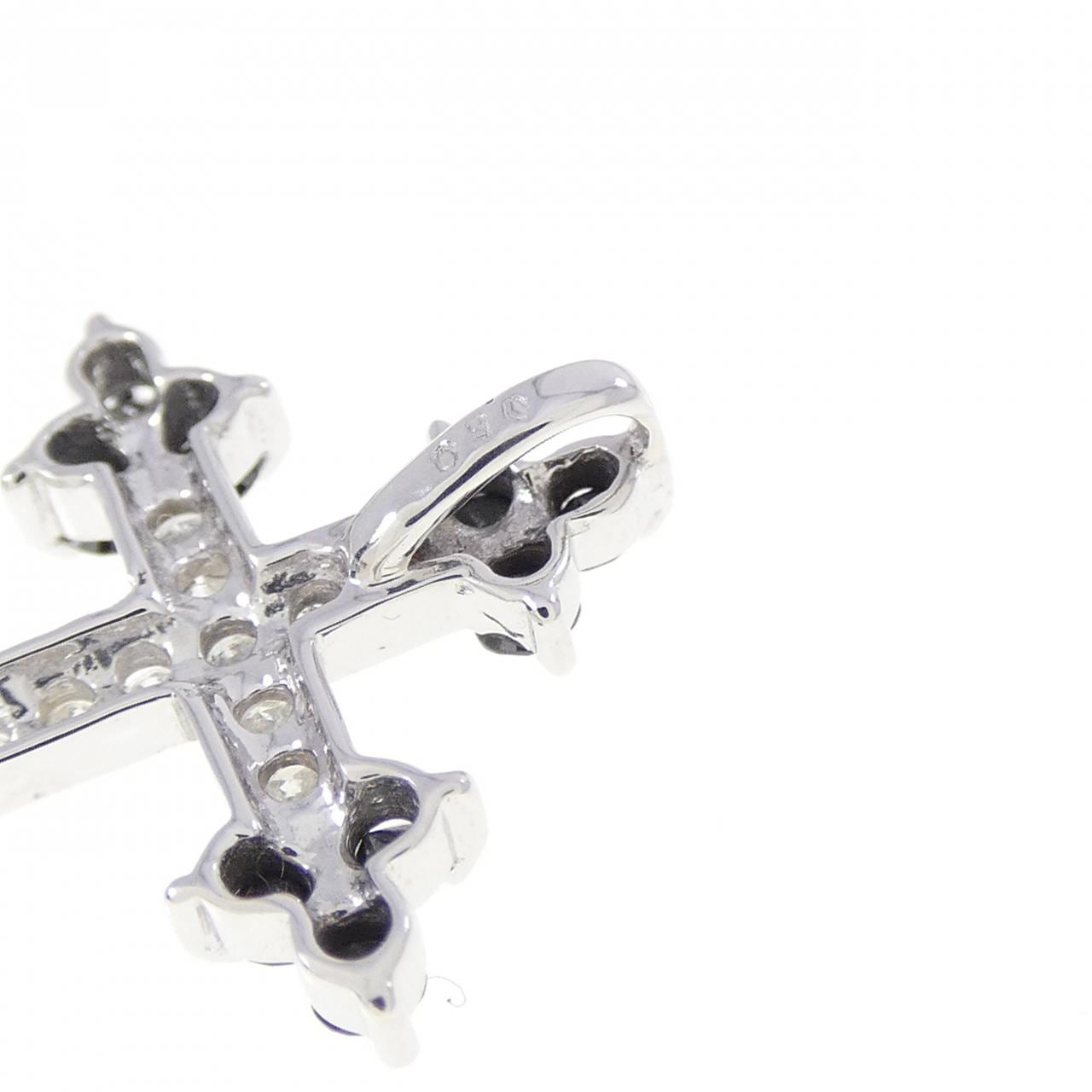 K14WG クロス ダイヤモンド ペンダント 0.50CT