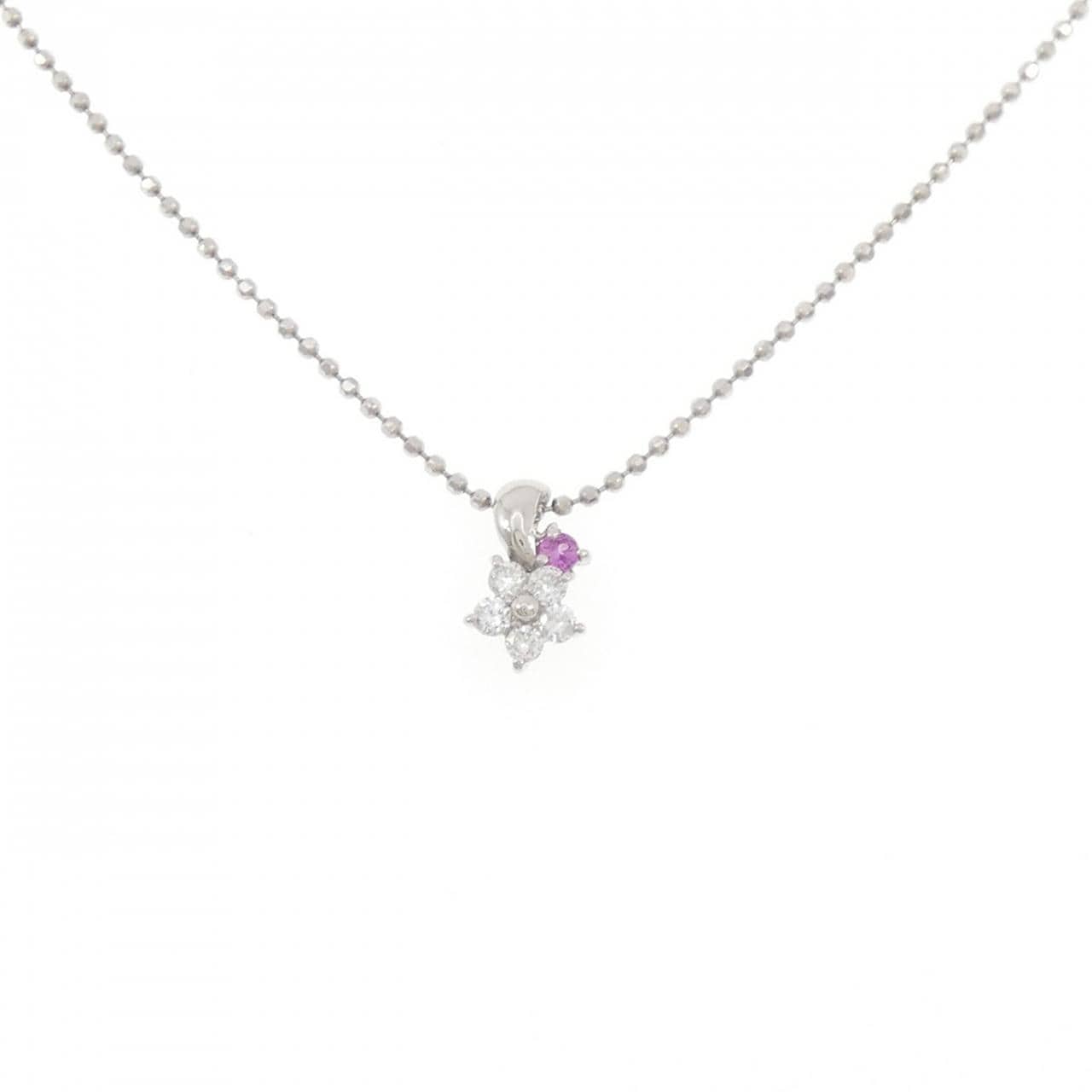 PT900/PT850 フラワー サファイヤ ネックレス