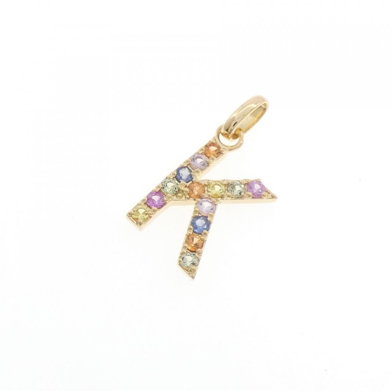 【新品】K18YG イニシャルK サファイヤ ペンダント 0.24CT