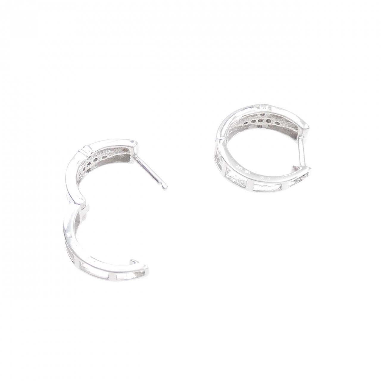 K18WG クロス ダイヤモンド ピアス 0.2CT